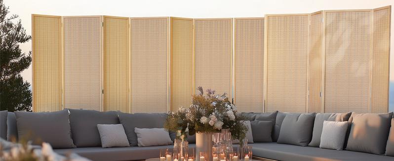 JOSTYLE Room Divider 4 Panel Folding Privacy Screen, Bamboo Room Divider Screen - 6 ft.Tall Wall Divider for Room Separation Freestanding Partition Separators, Beige