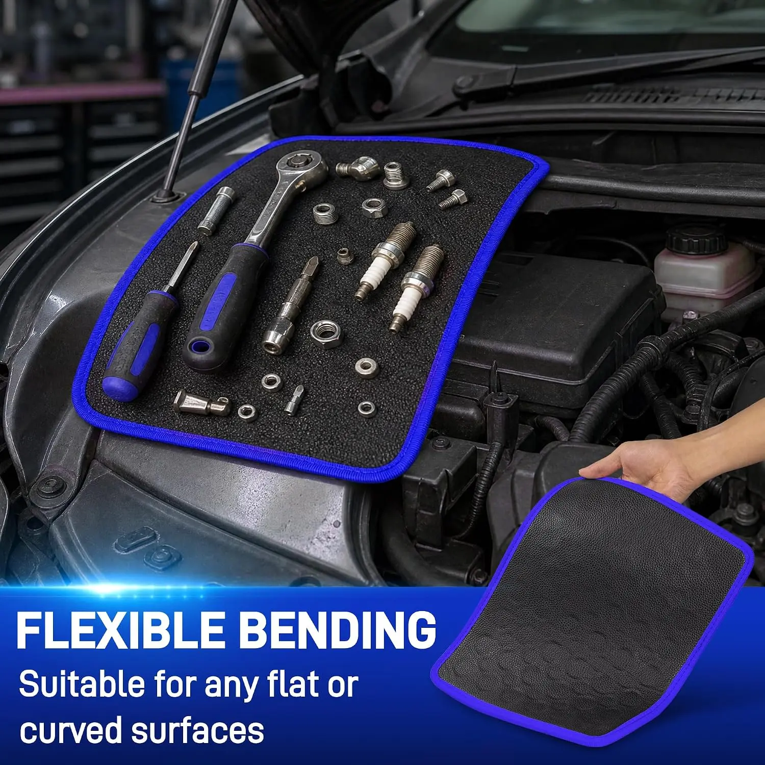 Hot-selling high-quality magnetic tool mat, flexible magnetic tool tray, available in 3 sizes, non-slip mat for wrenches, screws, and nuts, Wrench Organizer, perfect for garage, workshop, and car repairs