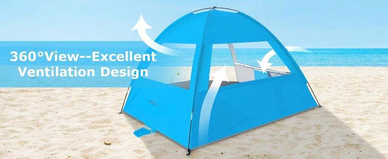 Beach Tent Sun Shelter For 3/4-5/6-7/8-10 Person, UPF 50+ UV Protection Beach Canopy, Lightweight And Easy Setup Cabana, Portable Beach Shade Tent
