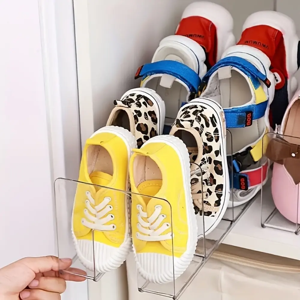 4-Tier Clear Acrylic Kids Shoe Rack, Shoe Storage Organizer