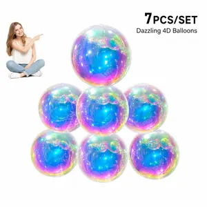7-Piece Colorful 4D Balloons Set, Includes 1x22", 3x10", 3x12" Balloons, Perfect for Camping, Wedding, Birthday, Disco Parties, Outdoor Games