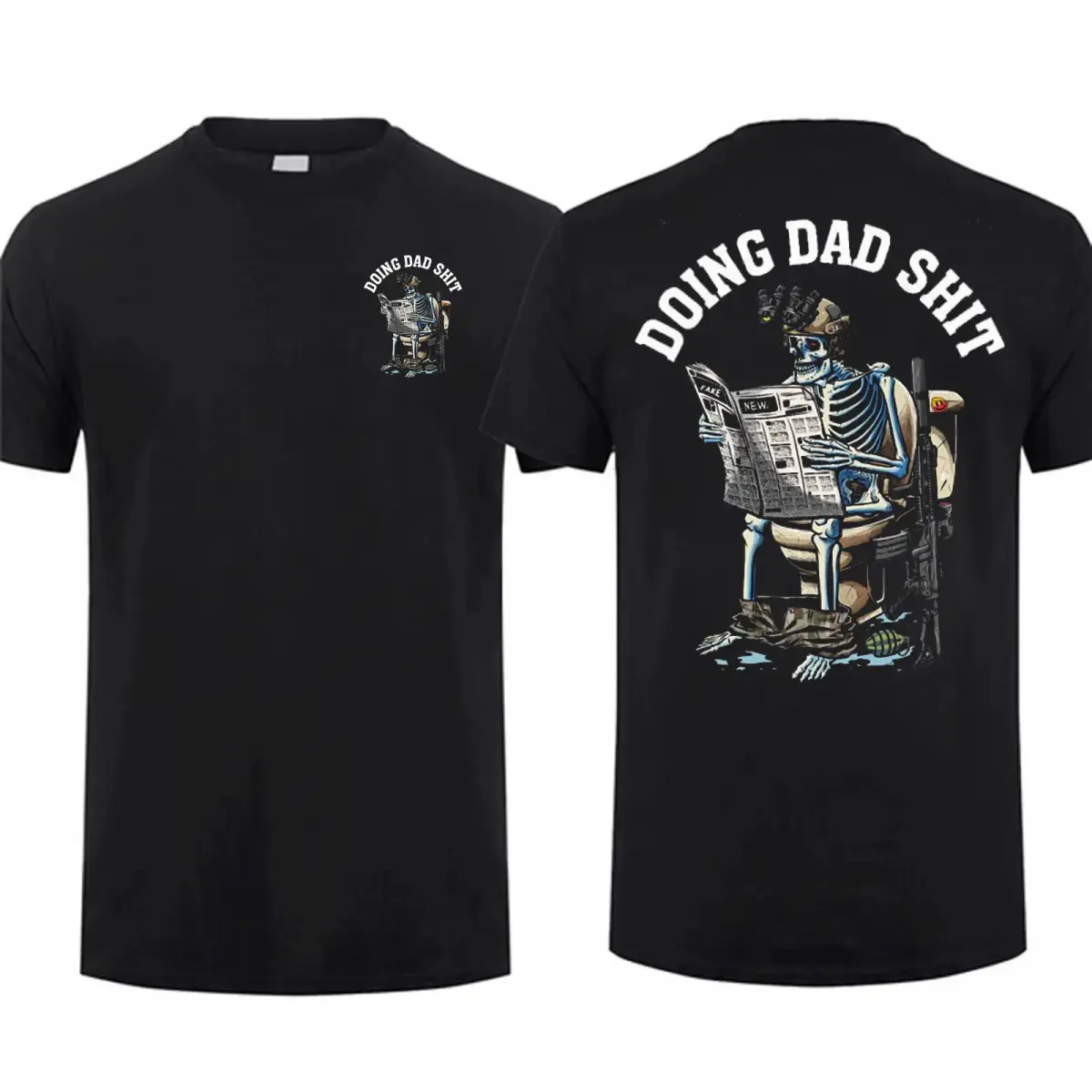🎀 [street wear]Doing Dad Shit Fake News Reading Operator Men's T-Shirt, Unisex Short Sleeve Casual 100% Cotton, Tactical Gear, Top Menswear fathers day gift ideas