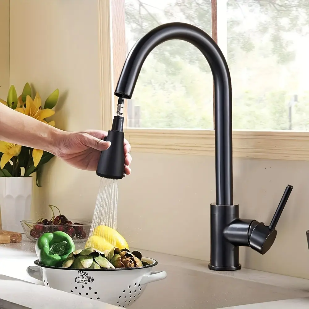 1pc Brushed Nickel High Arc Kitchen Faucet with Pull Down Sprayer, Single Handle Stainless Steel Sink Faucet, Modern Commercial Style Tap Suitable for Home Kitchen and RV