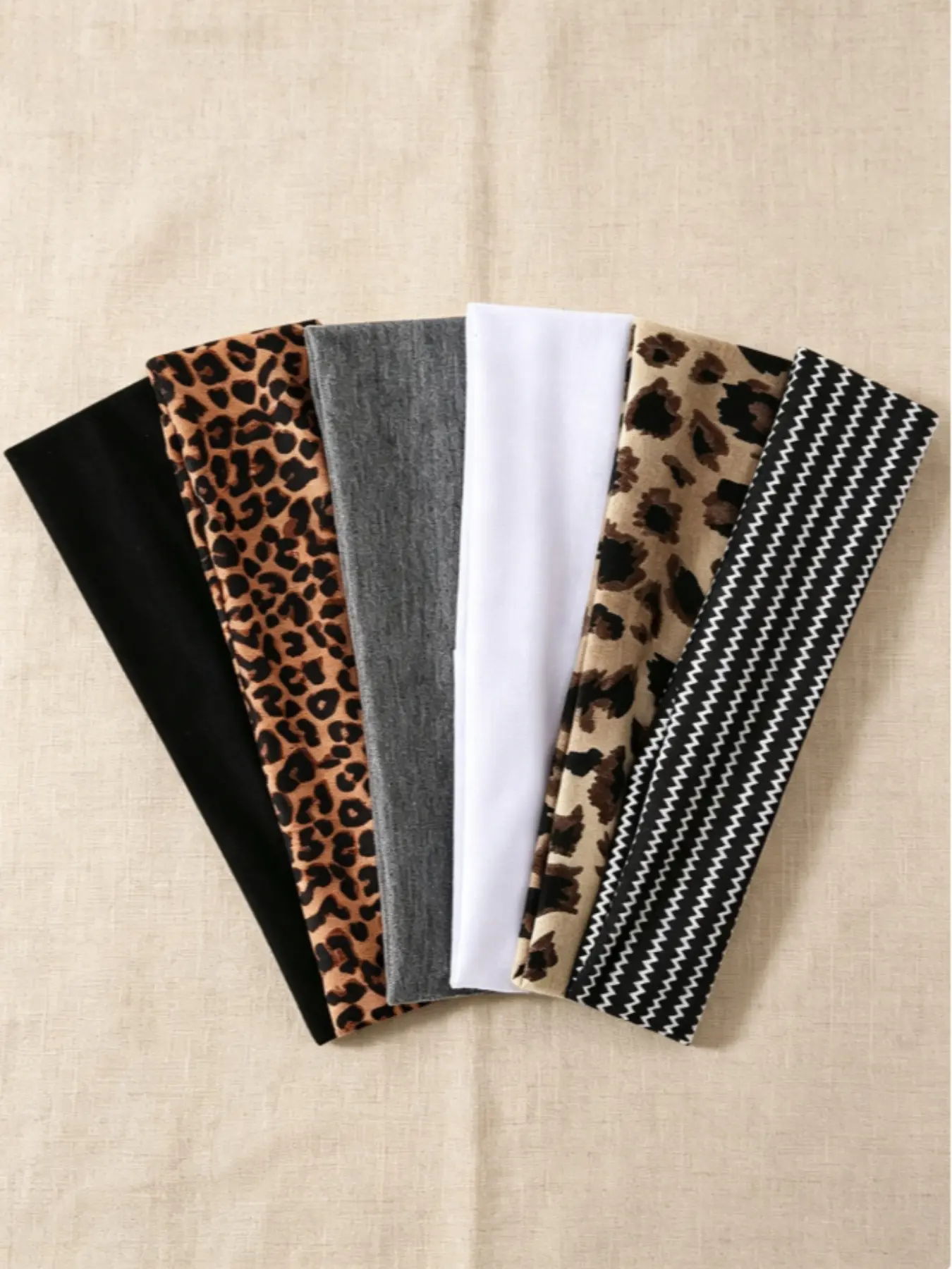 Men Women Non Slip Sports Workout Headbands Set, Leopard Stripe Solid Print Elastic Sweat Wicking Hair Bands for Gym Yoga Running Face Washing Daily Casual Hair Accessories