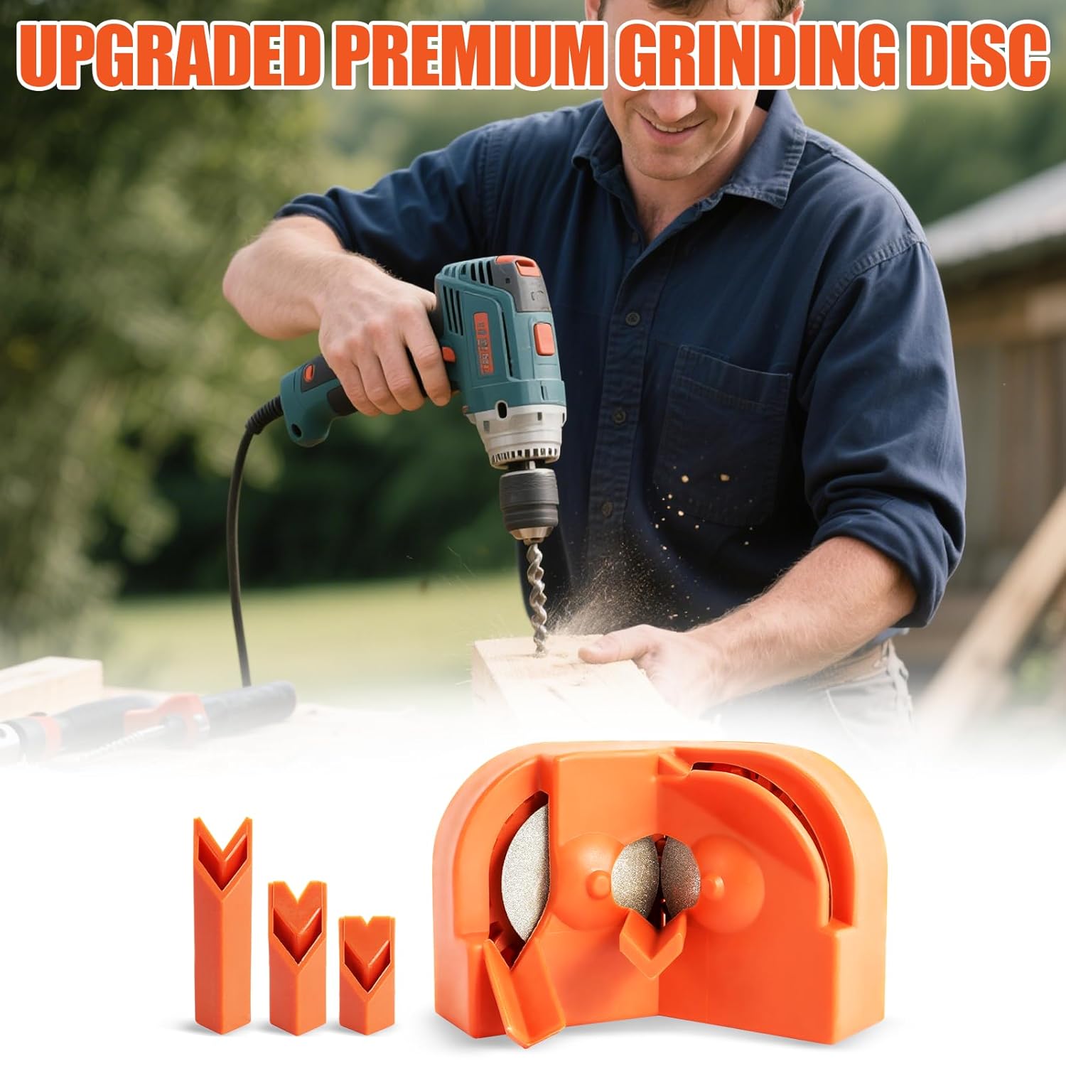 Drill Bit Sharpener with 2 Grinding Wheels,Portable Multipurpose Drill Bit Sharpener for Grinder Attachment,Power Drill Bit Sharpener for All Bits.