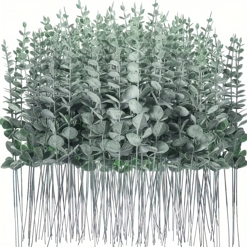 Artificial eucalyptus stems, green eucalyptus leaves, plastic imitation branches, Faux Eucalyptus Greenery, suitable for wedding centerpiece decorations, floral arrangements, suitable for Christmas, Hanukkah, Valentine's Day, tabletop displays