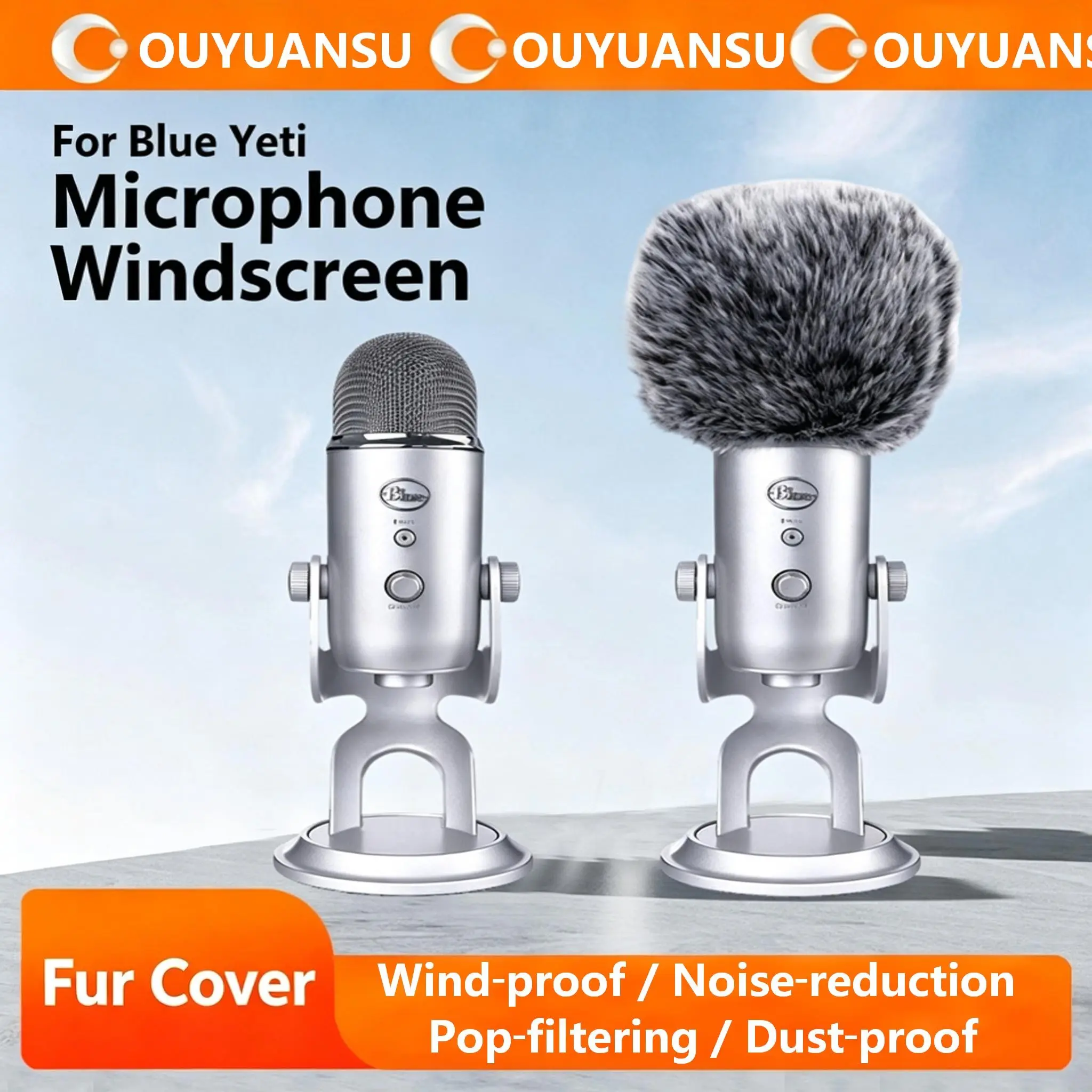 Blue Yeti Microphone Windscreen, Plush Noise Reduction, Adjustable Drawstring, Dustproof, Easy Installation, Ideal for Podcasts and Live Streaming
