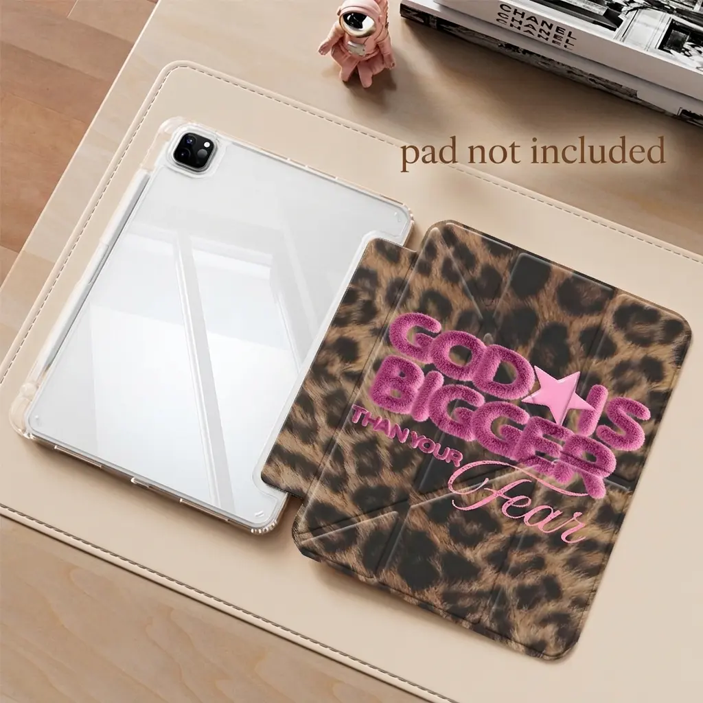GOD IS BIGGER THAN YOUR FEAR iPad protective case, Tablet protective cover, iPad Accessories, transparent acrylic Y folding stand suitable for all iPad models including 7.9/8.3/10.2/10.5/10.9/11/12.9 inch, featuring all-round protection (Case Only)