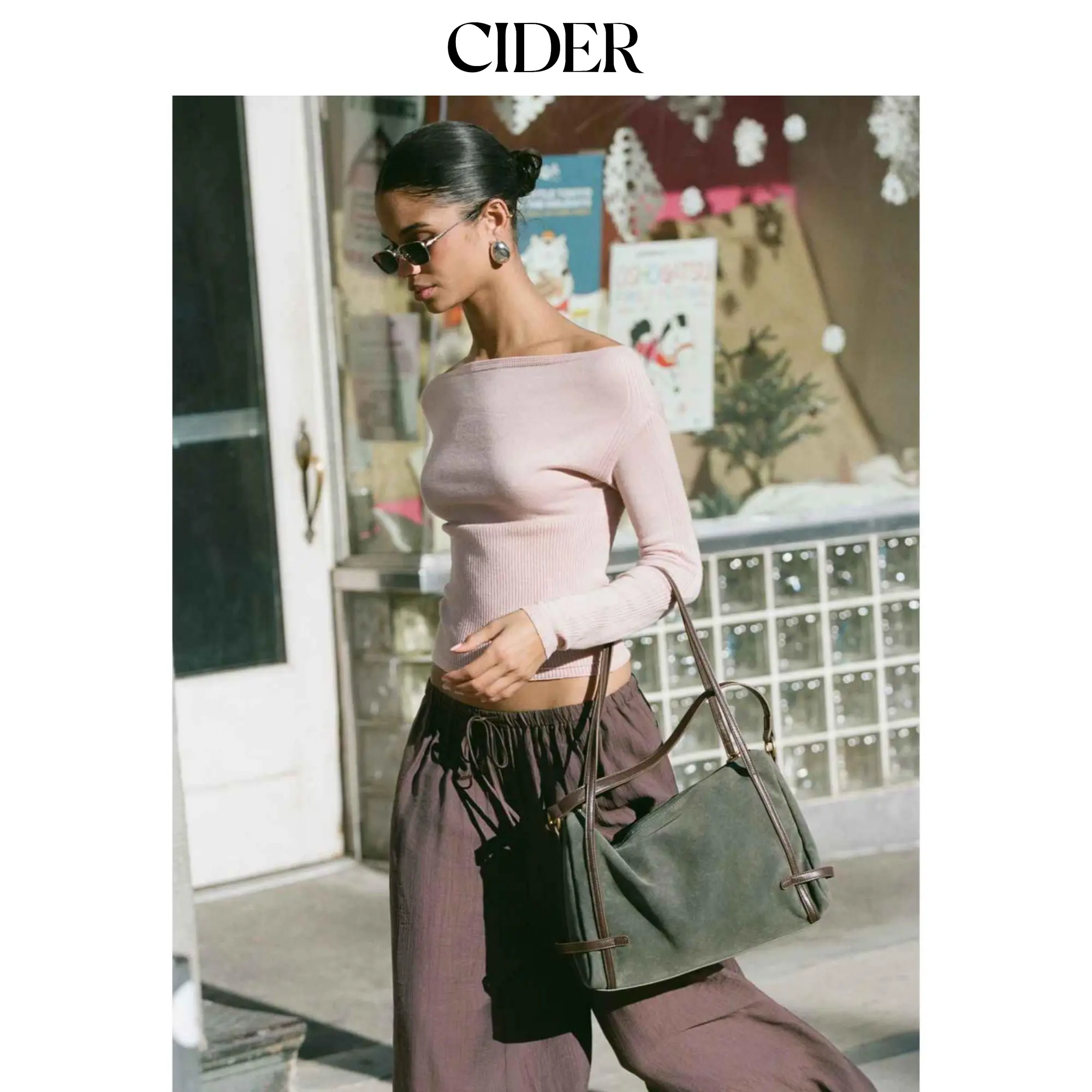 Cider Knit Off-Shoulder Long Sleeve Top SohoChic