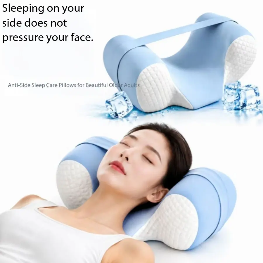 1PC anti lateral sleeping posture correction memory cotton pillow, ergonomically designed contour support cosmetic surgery recovery pillow, anti rolling design, reduces nasolabial folds, relieves neck pressure, suitable for patients after plastic surgery,
