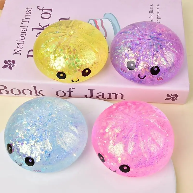 Colorful Smile Face Steam Basket Large Baozi Squishy Toy, Cute Reboundable Tpr Stress Relief, Unisex Compression Fun Gift