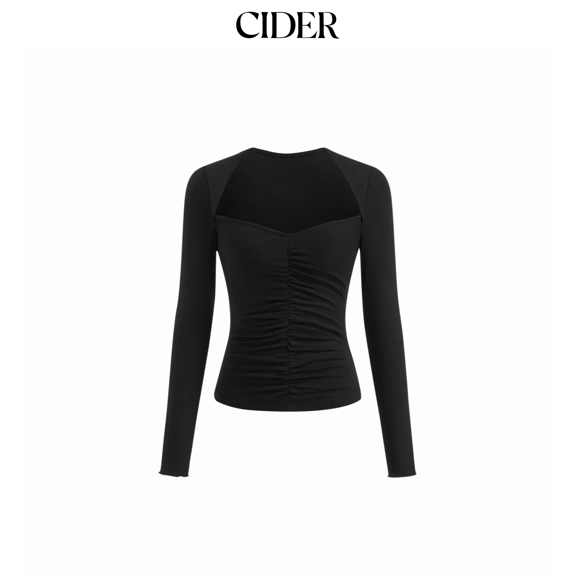 Cider Square Neck Long Sleeve Ruched Top SummerFinds