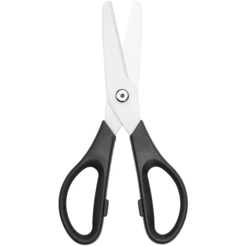 Ceramic Kitchen Scissors 8" Ceramic Blade Scissors White Sharp Blade with Black ABS Handle Cooking Shears for Office School Crafting Kitchen (Black)