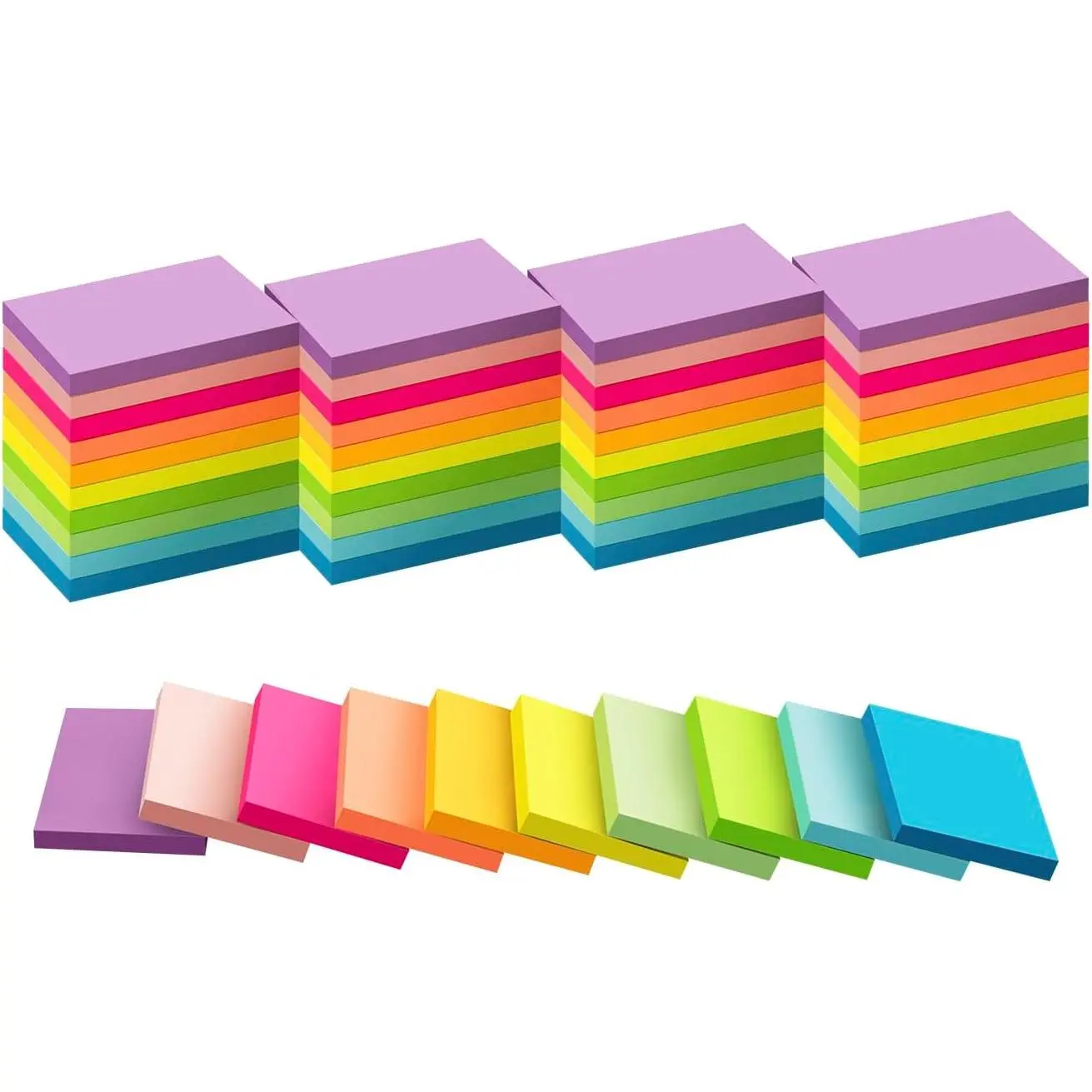 (50 Pads) Sticky Notes 1.5x2, 10 Colors Self Sticky Notes, Sticky Pads, Recyclable, Self-Stick Pads, Easy to  for , Office, Notebook