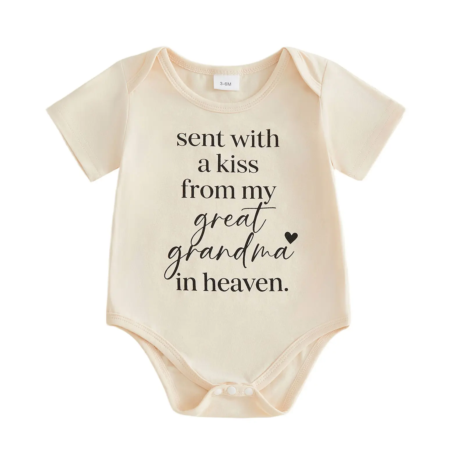 Sent With A Kiss From My Great Grandpa Grandma In Heaven Newborn Baby Boy Girl Short Sleeve Romper Onesie Bodysuit Memorial Outfit Summer Clothes