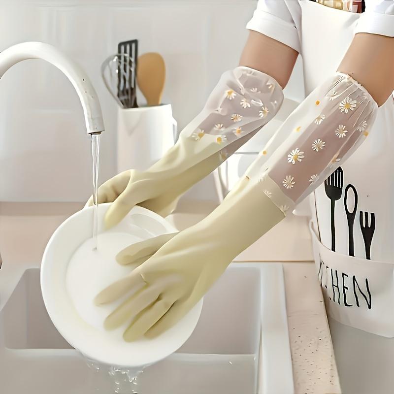 Waterproof Durable Cleaning Gloves, 2 Counts Non-slip Dish Washing Gloves, Multifunctional Household Cleaning Gloves for Kitchen & Bathroom