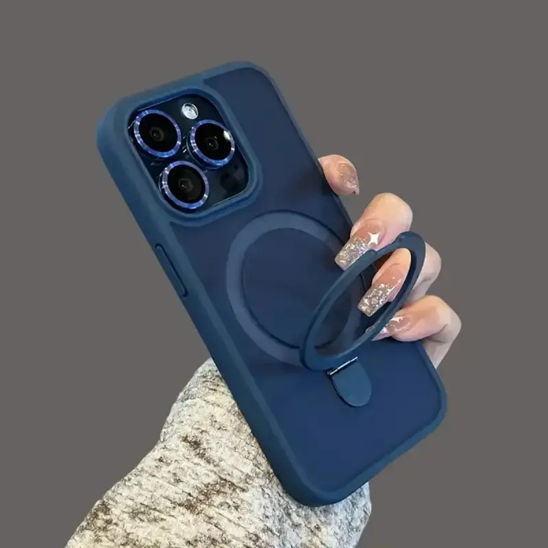 TechGrip iPhone 18ProMax/17Pro/16Plus/15/14/13/12/11 Pro Max/Pro/Plus/Air Compatible Men's Phone Case with Built-in Multi-Angle Stand & Ring Holder Invisible Magnetic Kickstand Portable Smartphone Cover, Accessories, Silicone, Protection