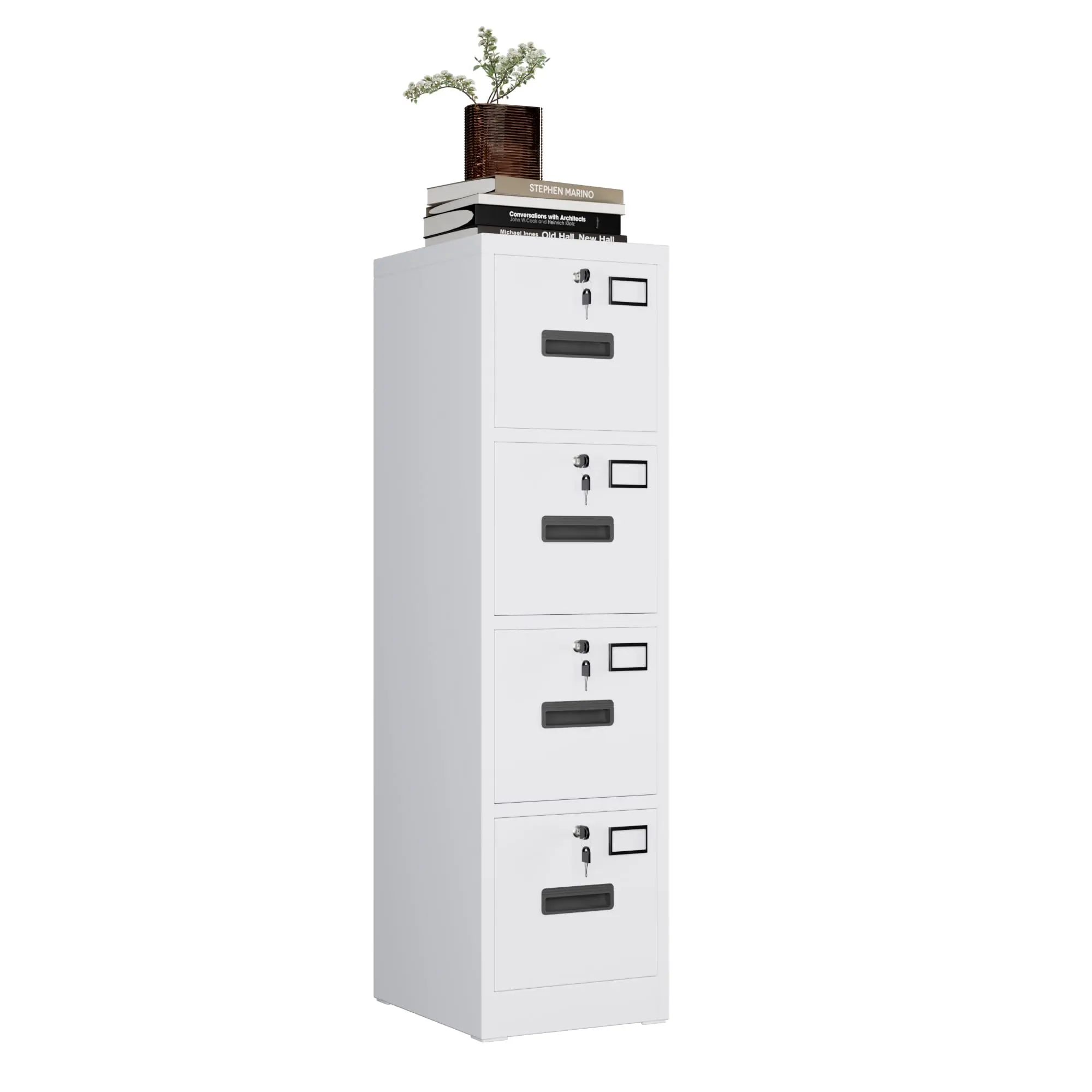 Heavy Duty 4 Drawer Steel File Cabinet – Vertical Metal Filing Organizer for A4/Letter/Legal Documents – Independent Locks, Space-Saving Secure Storage for Home, Office, School