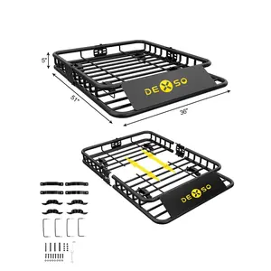 Universal Roof Rack Basket 51" x 36" Heavy Duty Rooftop Cargo Carrier with Cargo Net, 200 Lbs Capacity Luggage Rack for SUV Car Truck