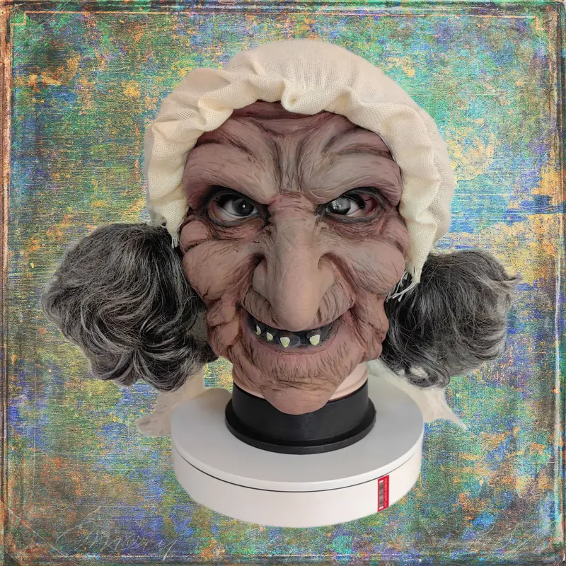Latex Witch Mask With Hair Cosplay Party Halloween Decor Headgear Prop