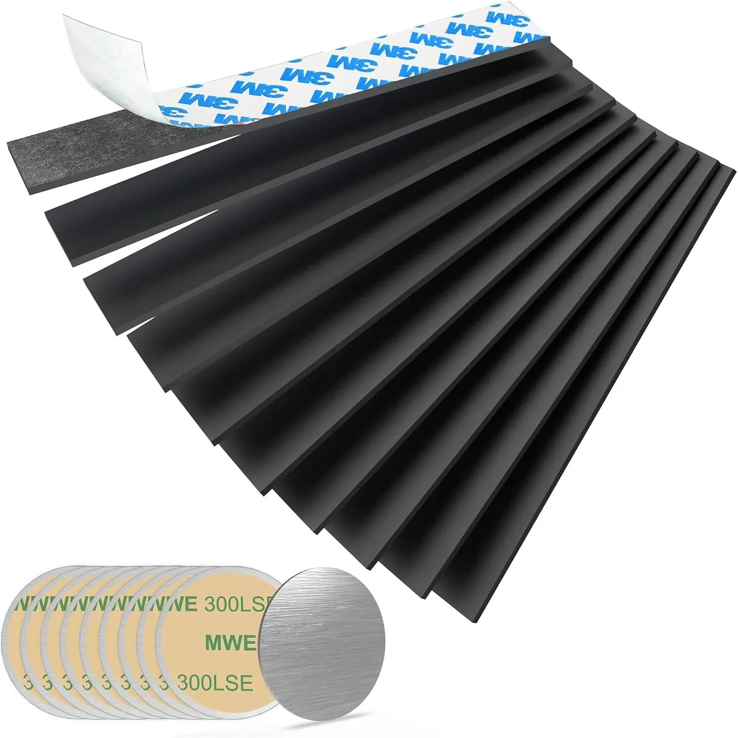 Strips Tape with Adhesive Backing  – Heavy Duty  Strip, with 10 count Metal Stickers for Double Sided Self Sticky Non Metal, for Tool and    Wall Holder