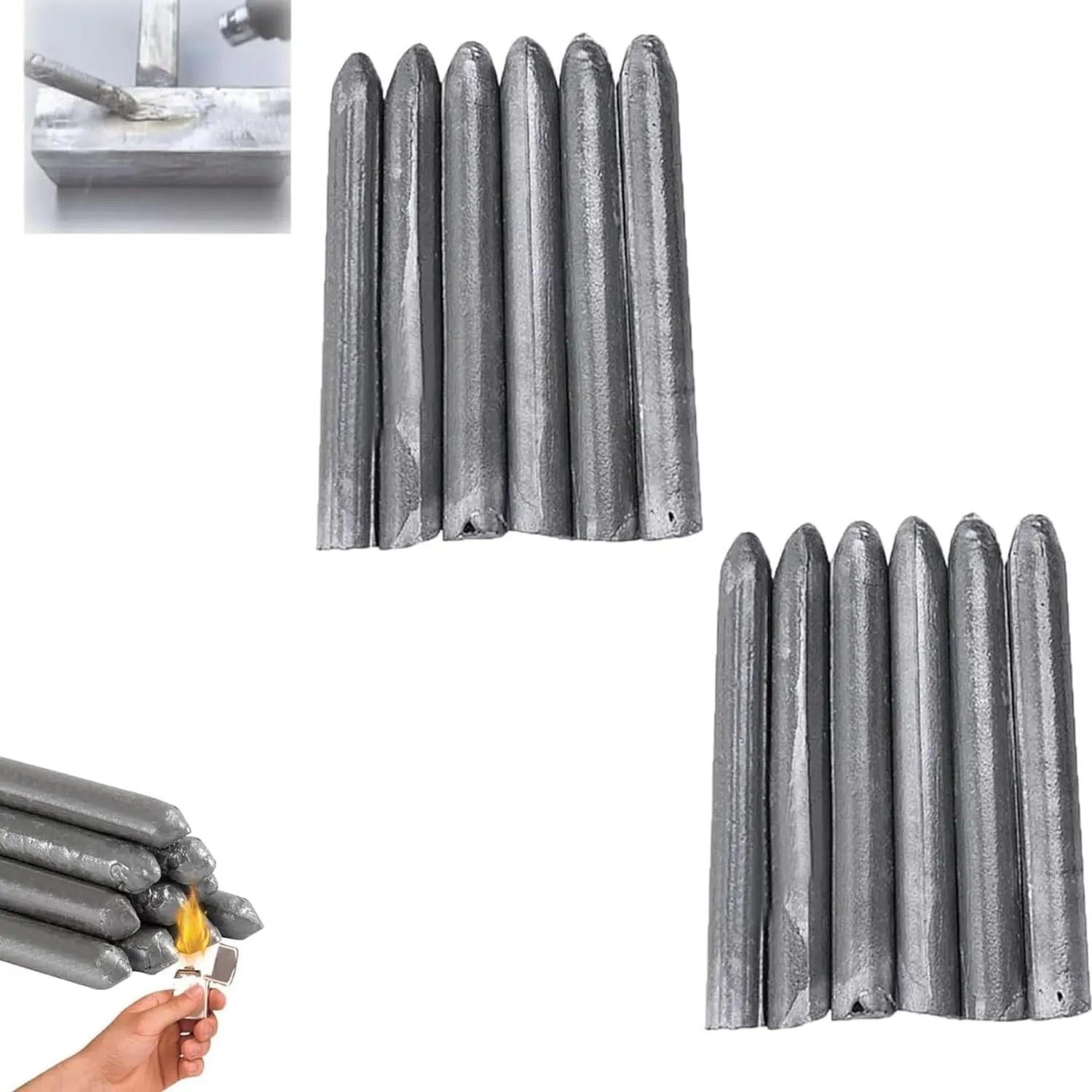 12PCS Low Temperature Rod – Just Need a Lighter to Melt – Flux-Core Aluminum Rods for Stainless, Iron, Copper & More