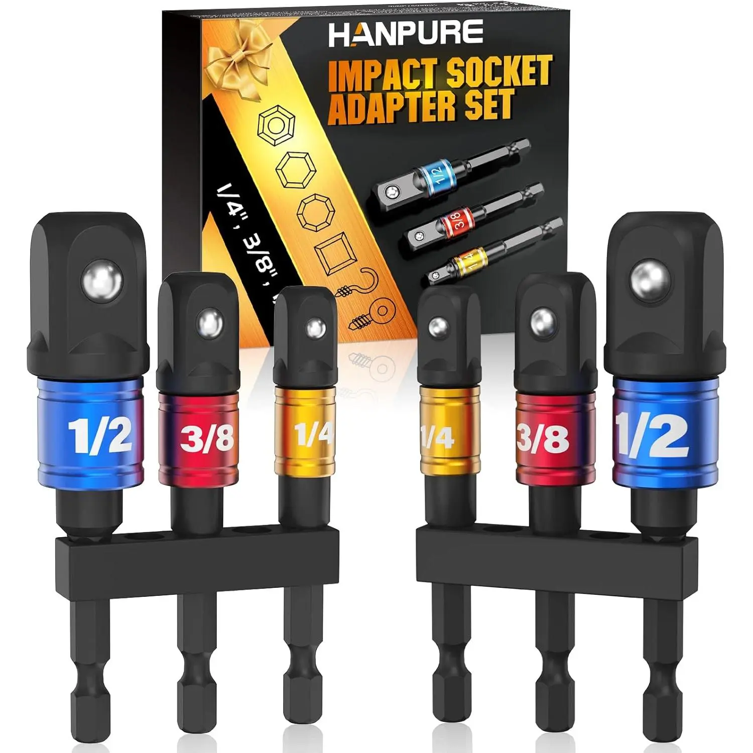 Adapter Set for for Men Gadgets 1/4" 3/8" 1/2" |   Driver Bit Set Extension Bit with Holder Ratchet Wrench Nut Hex Drive Adapter Hand Accessories Cool Stuff