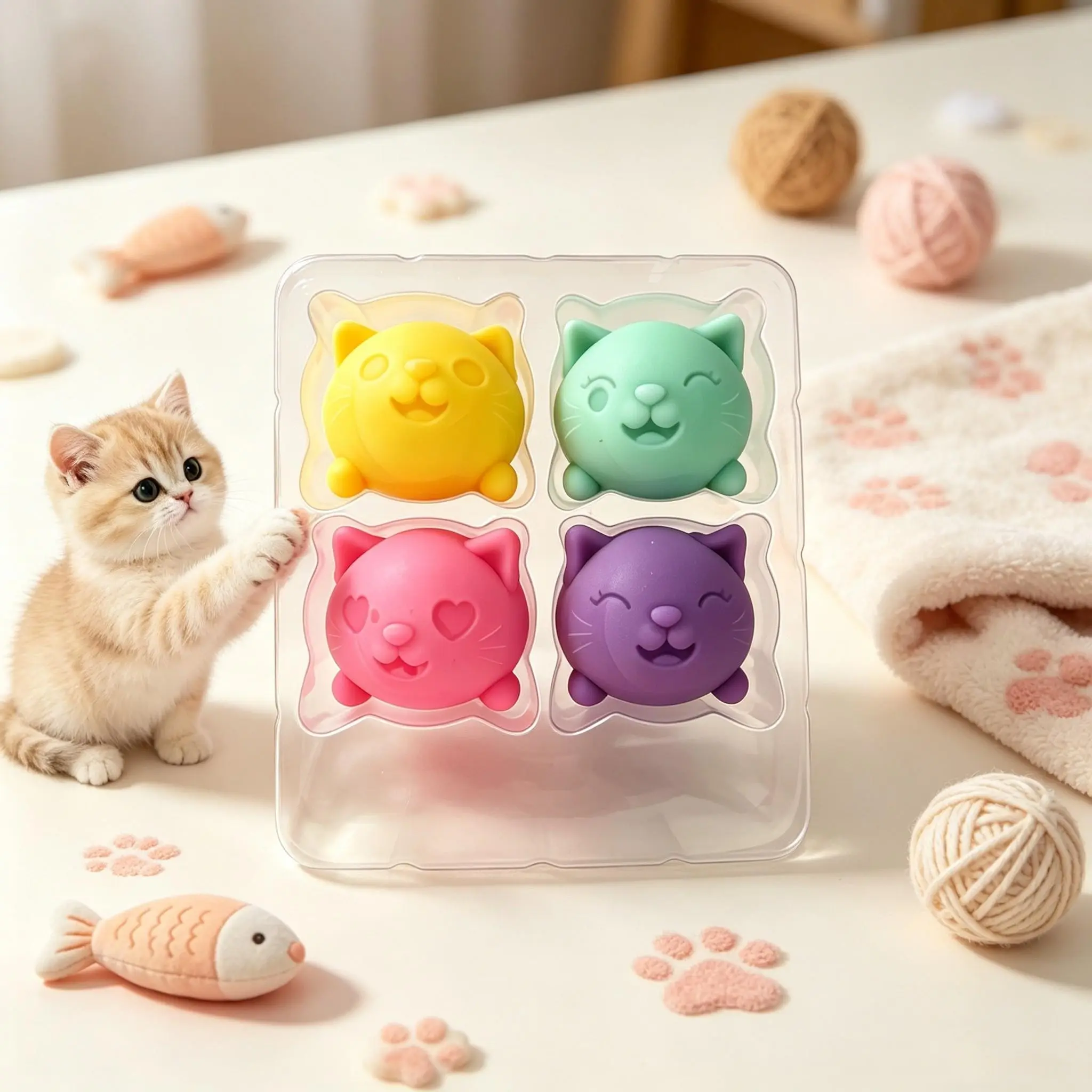 Cat Head Stress Relief Toy, Plush Candy Texture, Ideal for Relaxing, Perfect Gift for Cat Lovers, Fun and Interactive Playtime Companion