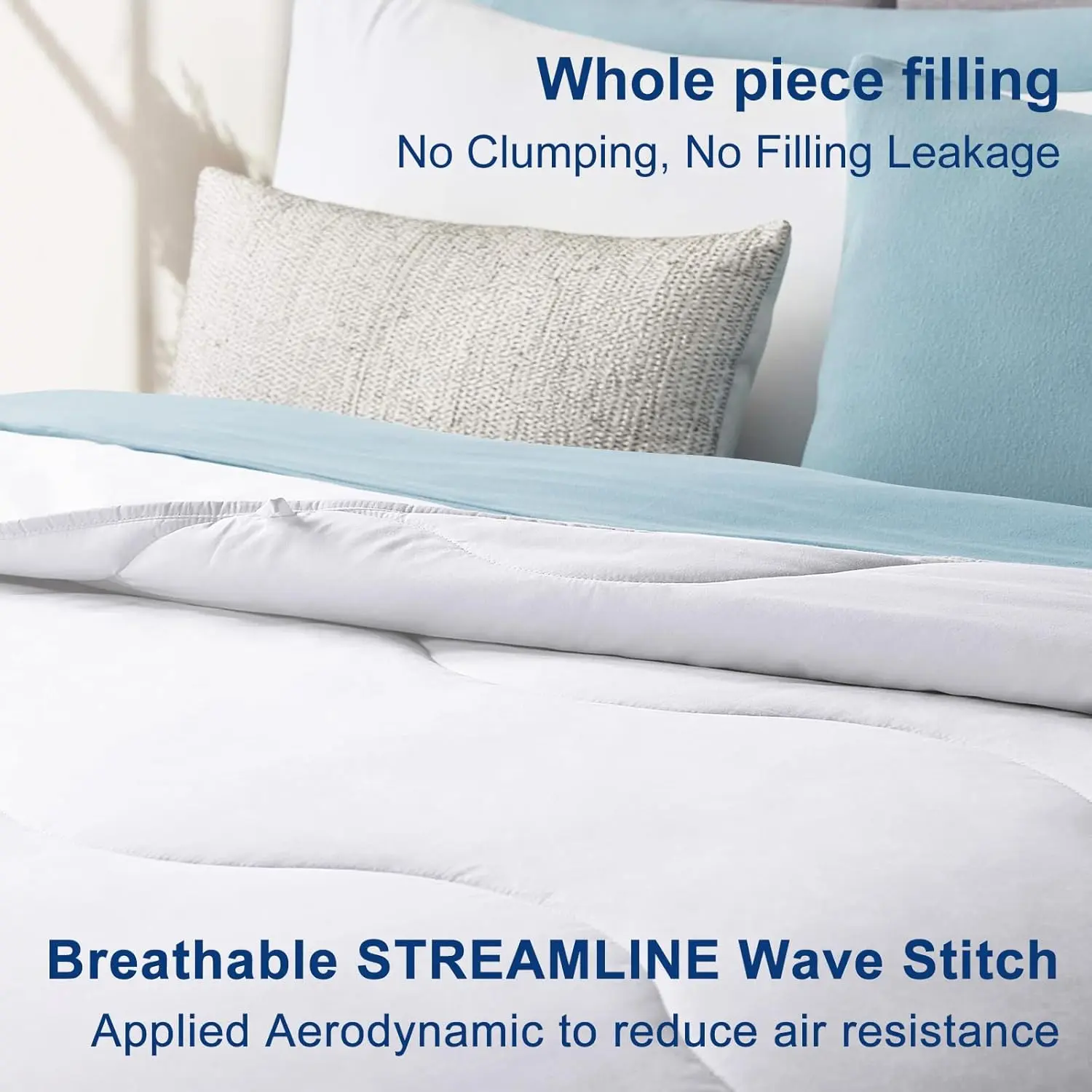 Lightweight Comforter Cooling White, All Season Duvet Insert |   Breathable Queen Size Summer Bedding, Soft Microfiber Cool Down Alternative With Corner Tabs, 88x88 inch