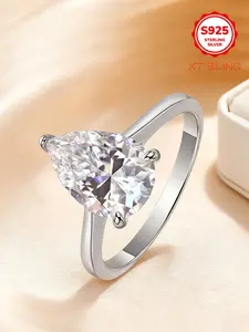D Color Pear Cut Moissanite Ring 8*12mm | S925 Sterling Silver Tarnish-Free | Sparkling Minimalist Engagement Promise Ring