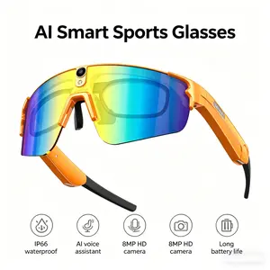 AI Smart Sports Glasses, 8-Megapixel HD Camera, Six-Ball Gyroscope Stabilization, Dual Microphone Noise Reduction, Magnetic Charging, Ultra-long Battery Life, Suitable for Various Outdoor Sports