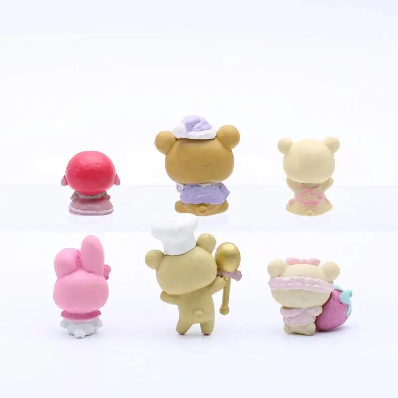 6pcs Rilakkuma Action Figures Relax Bear kawaii Doll car model DIY Cake ornament home decoration kids Classic Toys birthday Gift