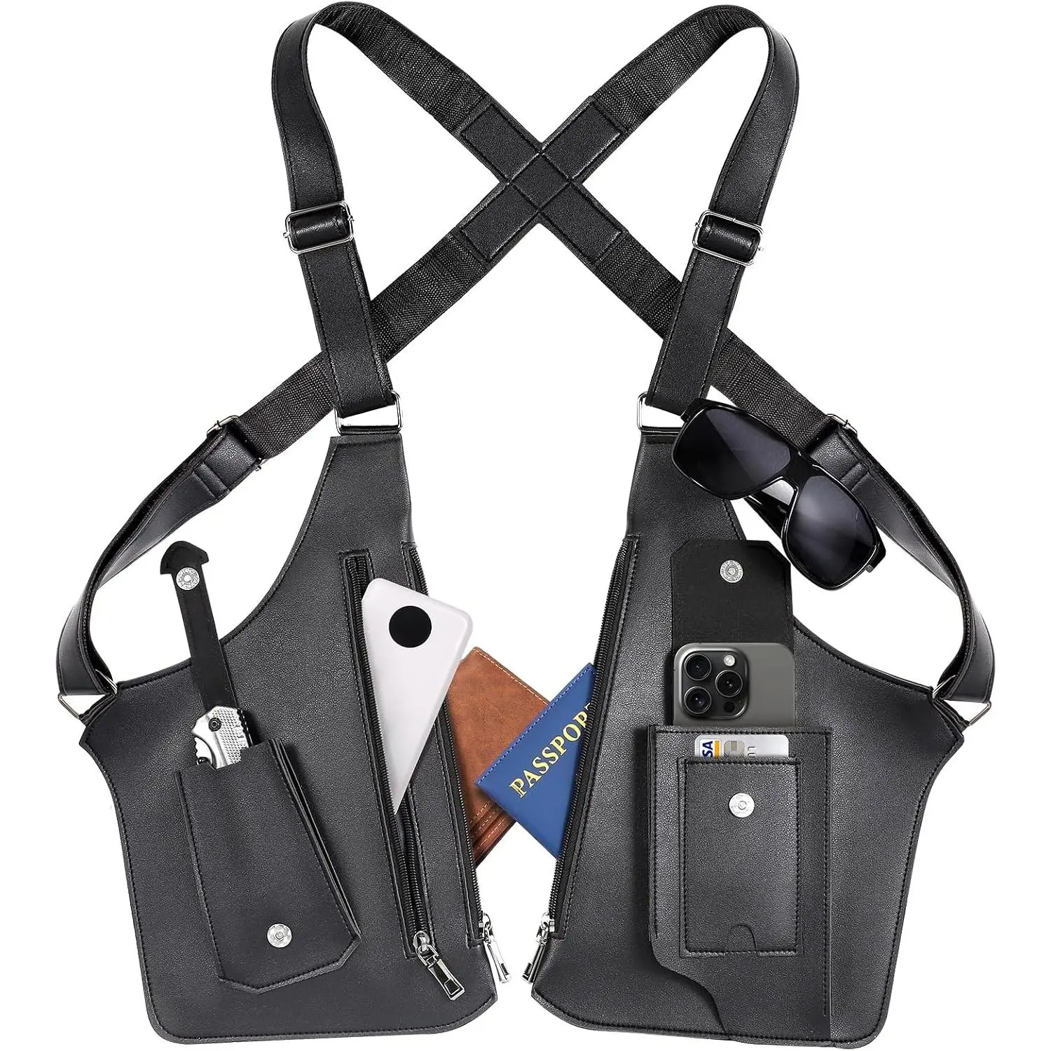 Large Double Shoulder Armpit Bag Anti-Theft Underarm Holster Bag Vintage Concealed Carry Bag for MenGift