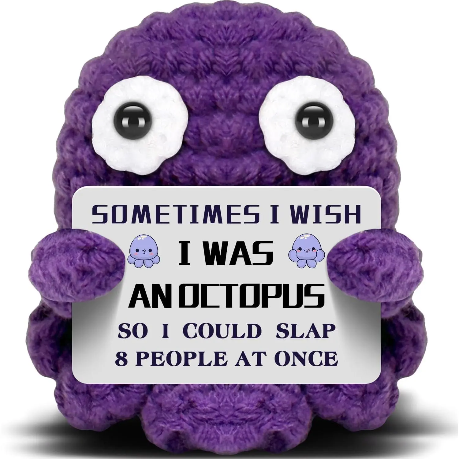 Mini Octopus Crochet Doll with Funny Card,  Gifts for Women Men | Christmas Birthday Gifts for  Besties Colleague Cute  Octopus  Office Desk Decor