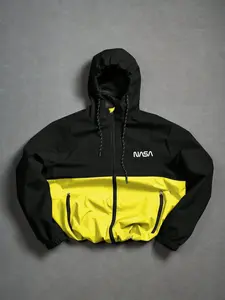 Men's Nasa Print Hooded Jacket, Colorblock Design, Street Style Daily Commute, Comfortable Fit, Multiple Sizes Available