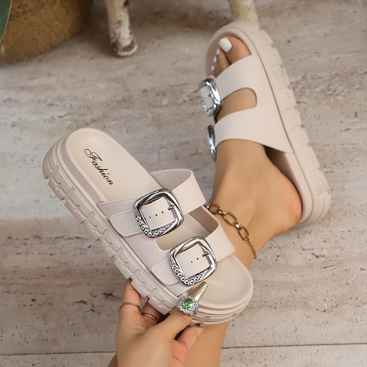 OFIREND Women's Bohemian Platform Sandals - Fashionable Wedge Shoes with Adjustable Buckle Foot Straps, Wide Thick Sole Slippers, Non-Slip TPR Sole, Cushioned Insole, Embellished Faux Cover for Summer Beach Vacation | Women's Shoe