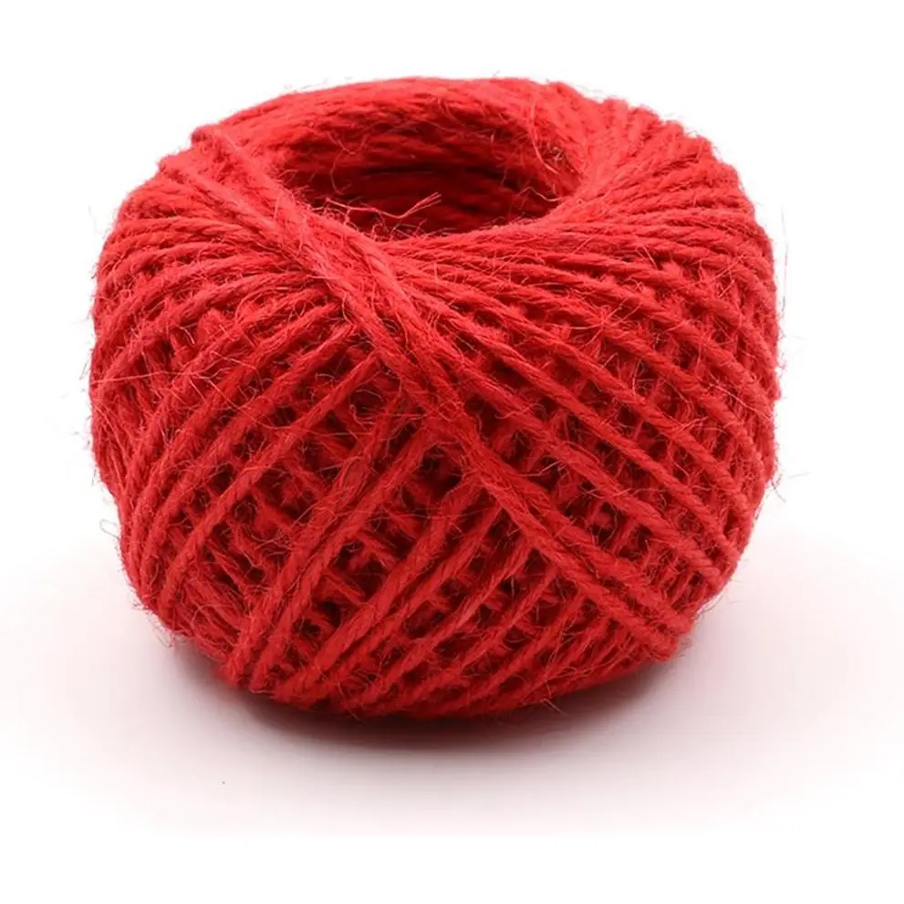 Twine for  Wrapping, Arts Crafts, Christmas, Industrial Packing, Gardening - Durable String (Red)