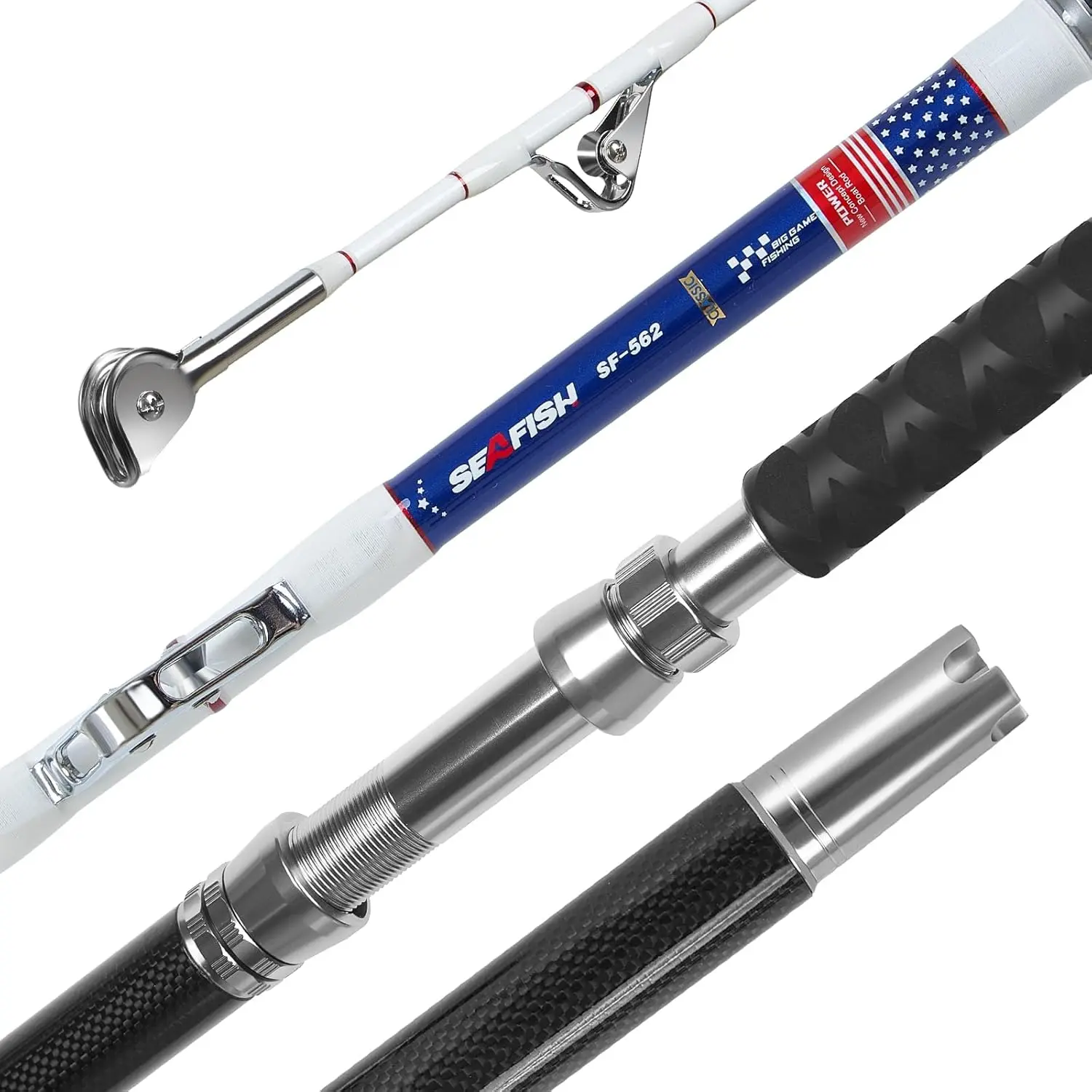Trolling Rod Saltwater Offshore Big  Fishing Rod Conventional Boat Rod with Roller Guides