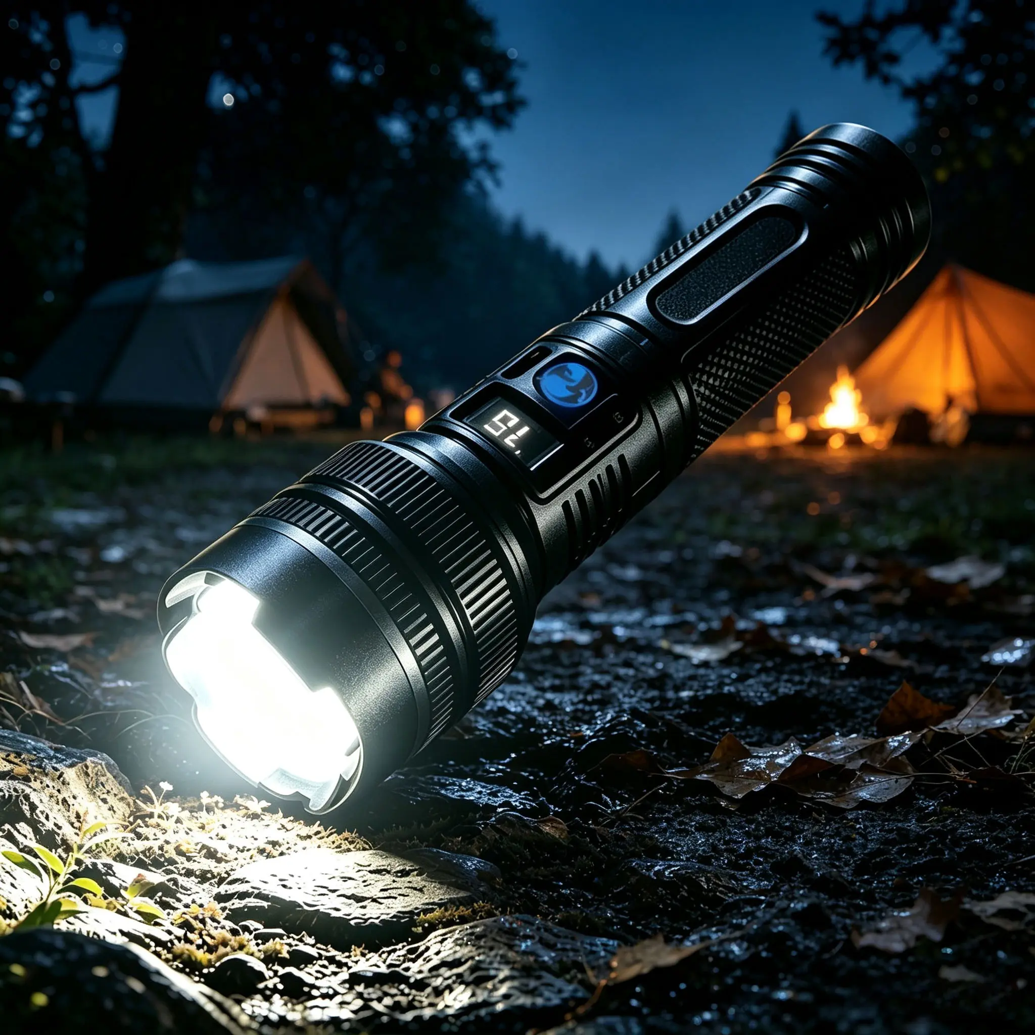 Small 18cm Tactical LED Flashlight, Powerful Telescopic Zoom Flashlight with Digital Display, Fast Charging Dimmable Bright Flashlight for Outdoor Campers, Night Walkers & Emergency Survival Users