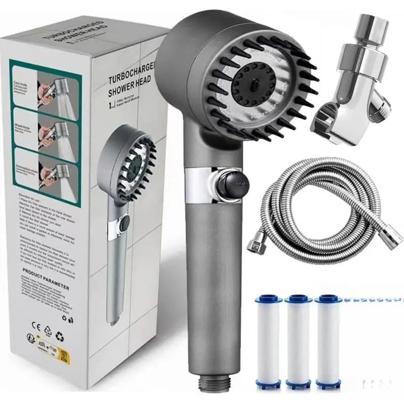 2026 NEW Ion Drops Filtered Shower Head Kit - High Pressure Handheld with 59in Hose, No-Drill Bracket &  Replacement Filters - 3 Spray Modes for Soft Skin & Hair, Ideal for Hard Water softener bead brush Handheld dry itchy high-pressure pet bathing