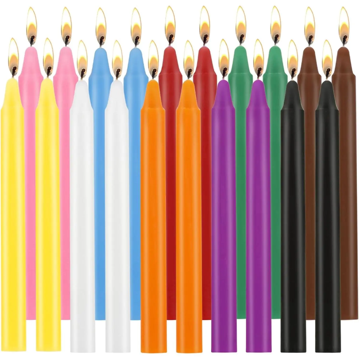 20-Count Colorful Unscented Mini Taper Decorative Candles - 4 in Tall x 0.45 in Wide, Default Home Supplies for Thanksgiving, Rituals