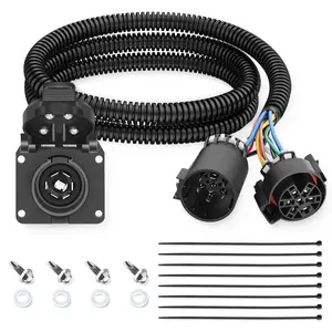 Nilight Truck Bed USCAR to 7 Pin Trailer Wiring Harness Extension 7FT USCAR to RV Blade Tailgate Light Adapter for Chevy Ford GMC Dodge Nissan Toyota 5th Wheel Gooseneck