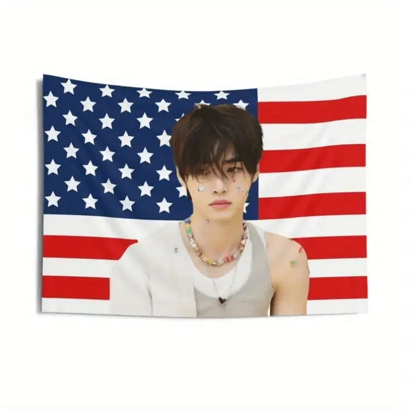 1pc of American Flag Wall Hanging for Sunghoon'S Concert - Patriotic Stars And Stripes Design, an Ideal Birthday And Concert Gift for Fans, Comes with a Free Installation Kit