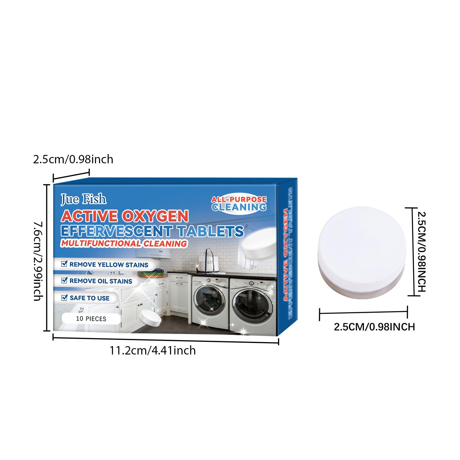 Jue-Fish Multi-Functional Oxygen Cleaning Tablets, Clean Kitchen Heavy Oil Stains Grease Multi-Functional Cleaning Tablets