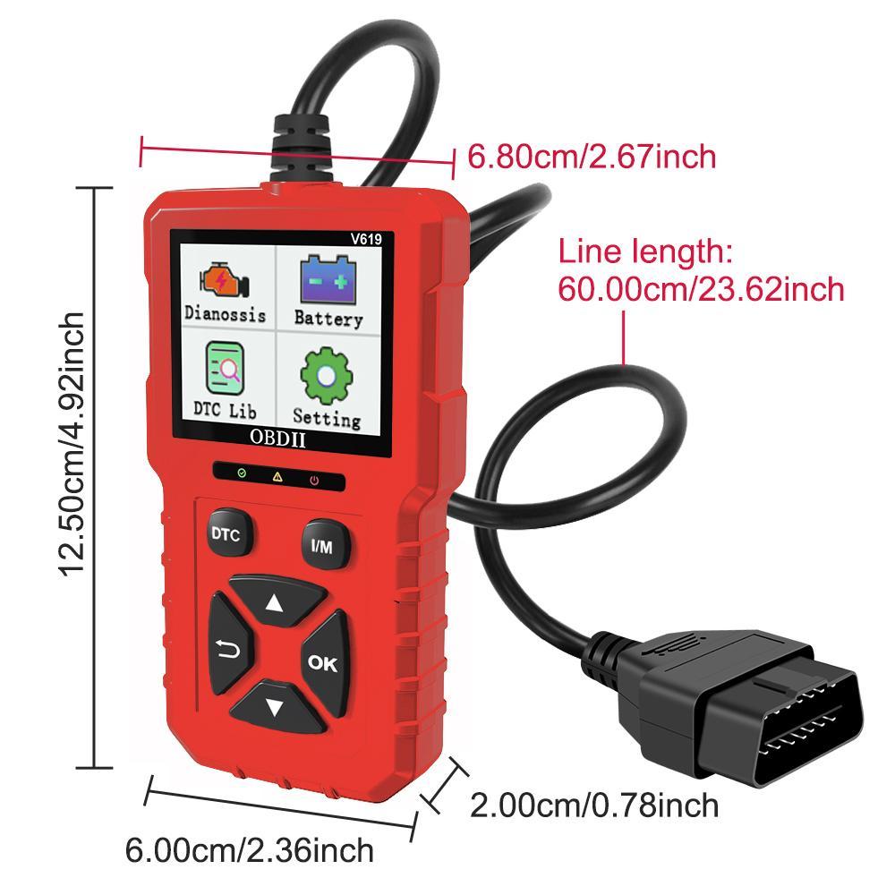 V619 Car Engine Diagnostic Tool, Multifunctional Car Engine Code Reader, OBD Scanner, Automotive Scan Tool, Universal Car Battery Tester Tool with Multi-language to Use
