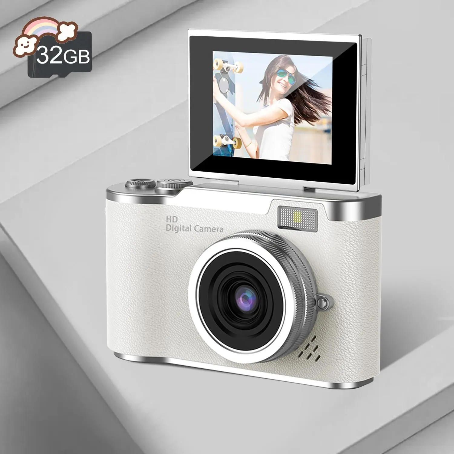 Professional Digital Vlogging Camera with 2.4-In Flip LCD Screen, 800mAh Battery, Full HD 1080p Recording, Self Timer, Ideal for Photography, Teen Beginner Gift for Thanksgiving & Christmas, Digital Camera, Cameras