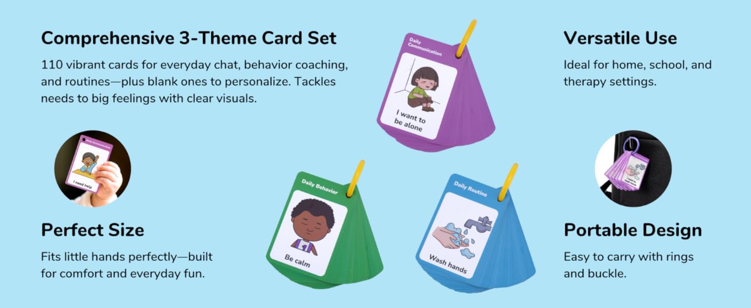 120 PCS Autism Communication Cards for Speech Delay Non Verbal Children and Adults, Special Needs Visual Aid Language Learning Cue Cards Special Ed Feelings Emotions Flash Cards
