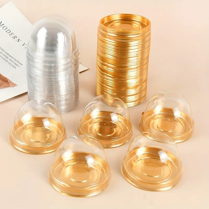 100pcs, (50pcs Tray And 50pcs Lid) Transparent Stackable Mini Dessert Cake Boxes Clear Cake Box - Plastic OPP Baking Packaging for Wedding, Party Supplies, Christmas Gifts, Candy And Chocolate Packaging