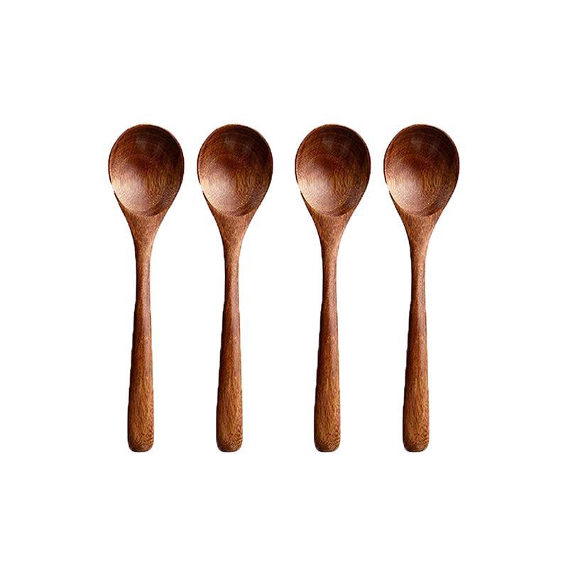 Natural Wooden Spoon Set, 4/6 Counts Durable Eco‑Friendly Long-Handle Cooking Spoons in Multiple Sizes for Kitchen Cooking, Baking and Serving #TOP PICKS