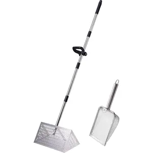 Sand Flea Rake 16" Wide - Detachable 54" Handle with Shark Tooth Screen - Stainless Steel Beach Rake for Fishing Bait, Shelling, Yard Cleaning - Saltwater Rust Proof & Portable